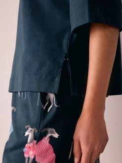 Navy Whippet - Tricot pyjama met korte mouwen