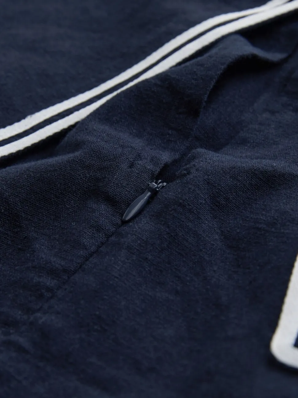 Navy with Ecru Tipping - Sailor Collar Mini Dress with Linen