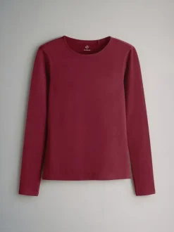 Navy/Light Blue Stripe/Red/Stone Brown/White - The Set - 5 T-shirts met lange mouwen en ronde hals