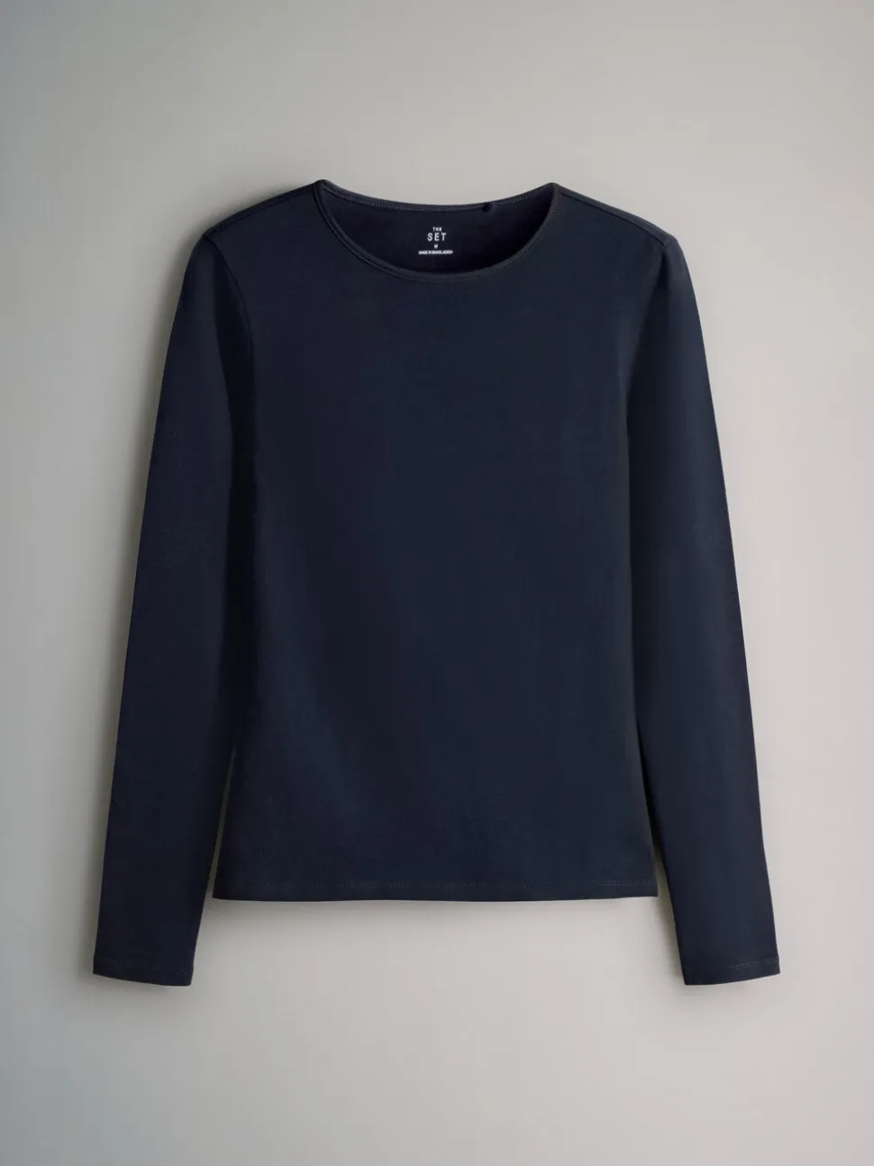 Navy/Light Blue Stripe/Red/Stone Brown/White - The Set - 5 T-shirts met lange mouwen en ronde hals