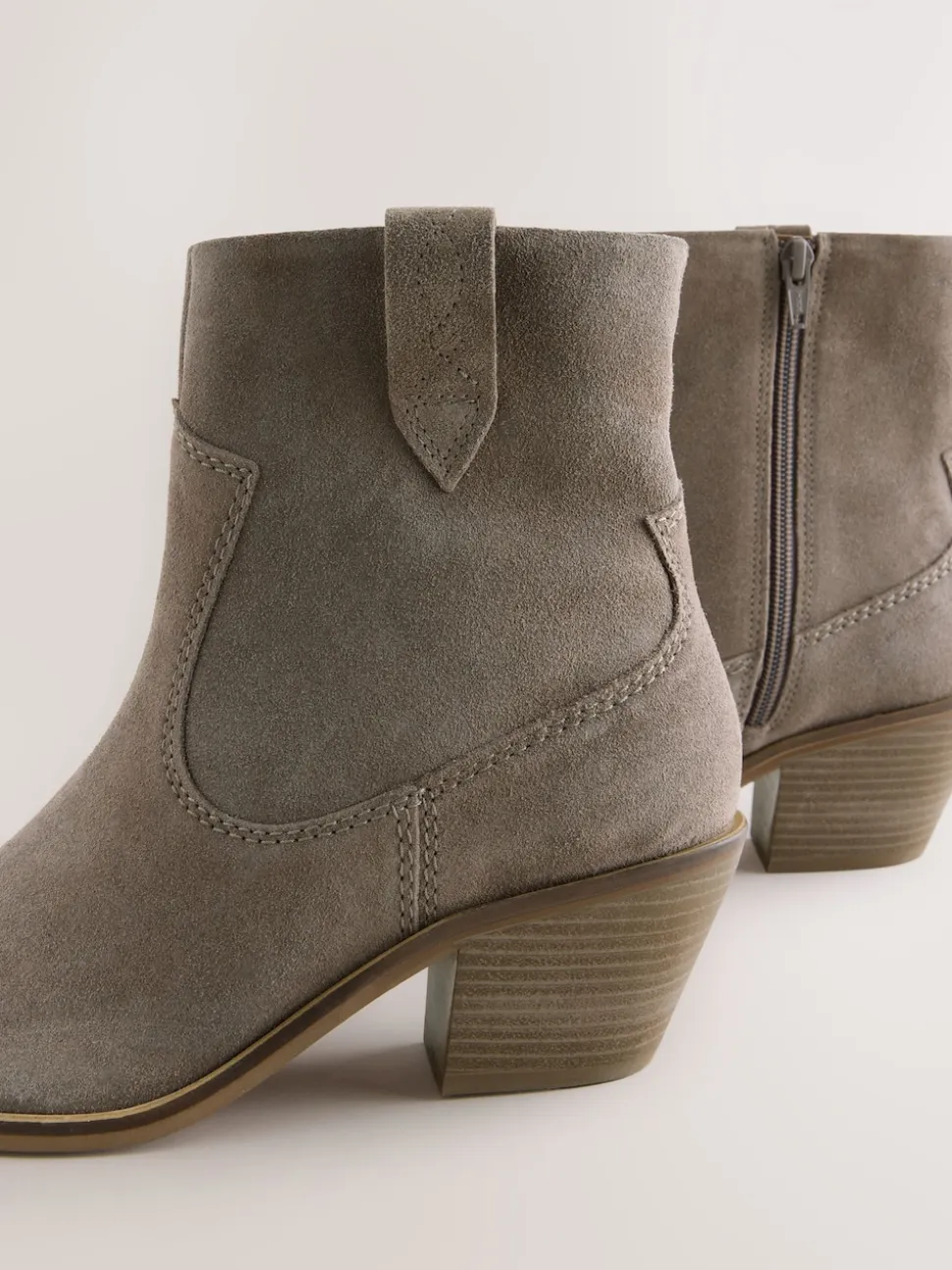 Nertsgrijs/bruin - Cowboy Block Heel Ankle Boots