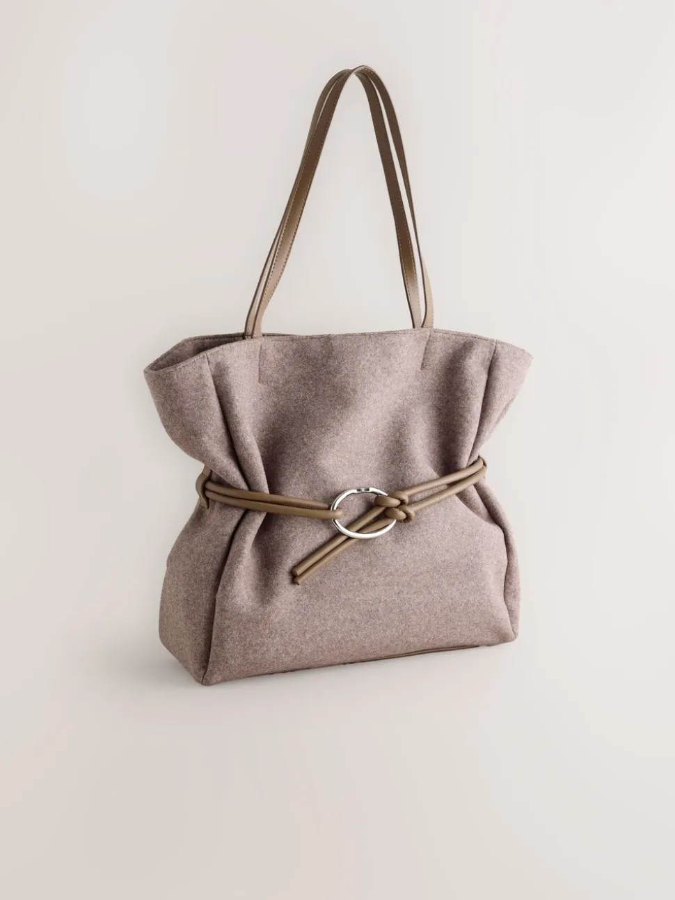 Nertsgrijs/bruin - Felt Belted Shoulder Bag