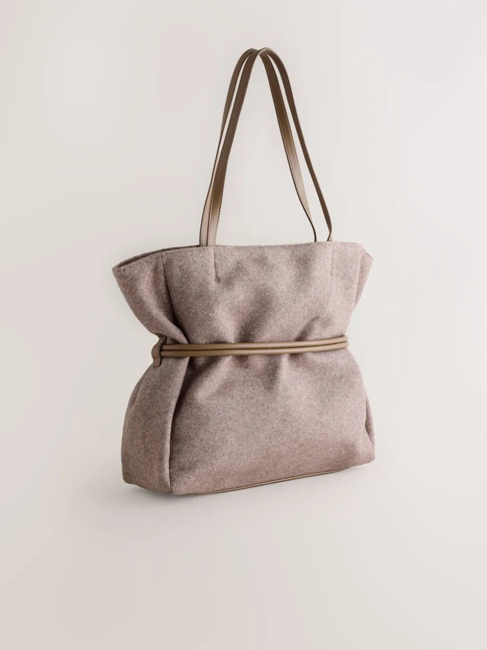 Nertsgrijs/bruin - Felt Belted Shoulder Bag