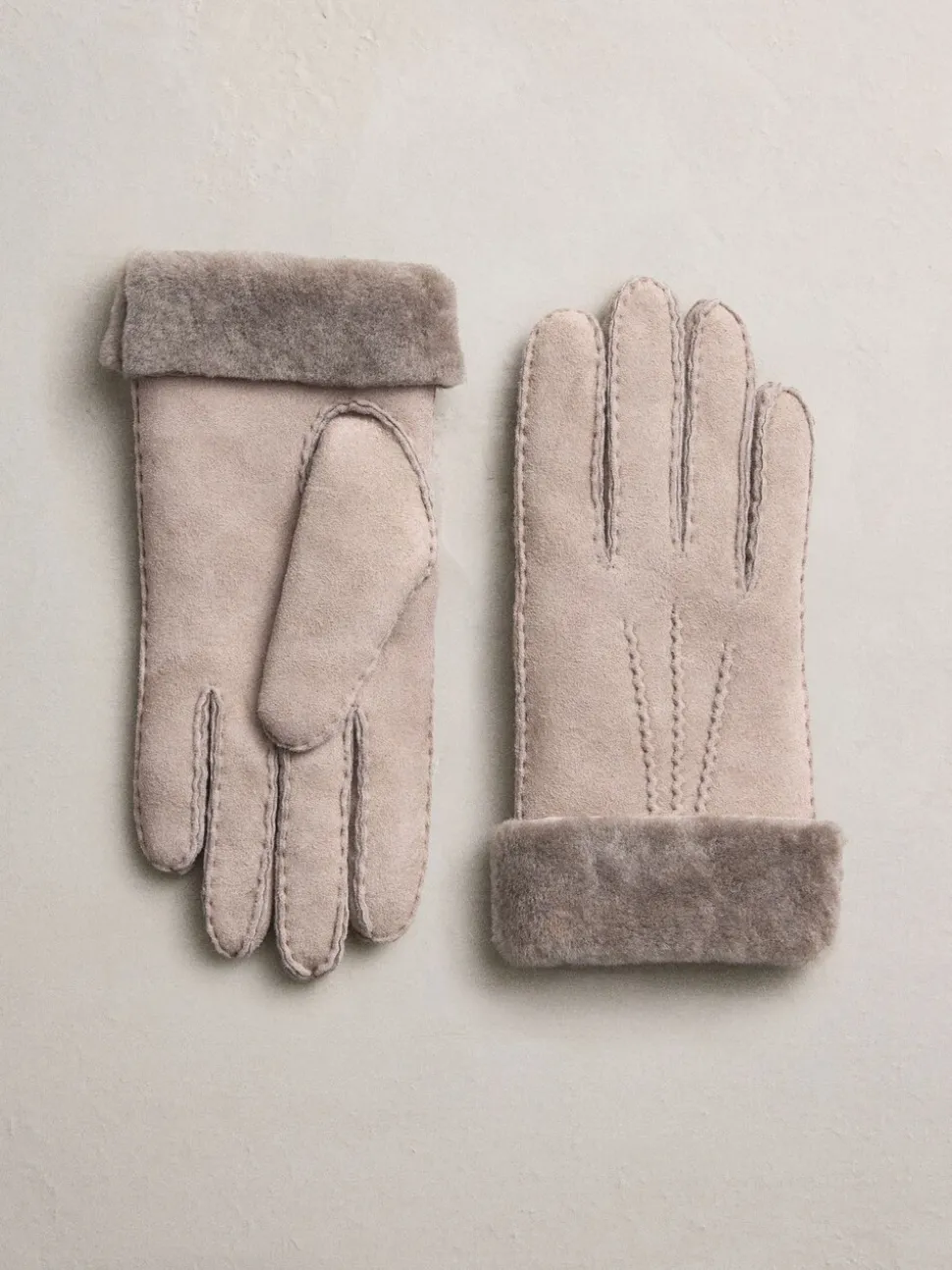 Nertsgrijs/bruin - N. Premium leren handschoenen van schapenvacht