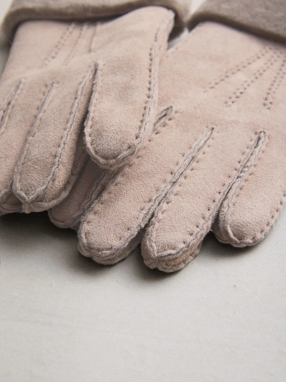 Nertsgrijs/bruin - N. Premium leren handschoenen van schapenvacht