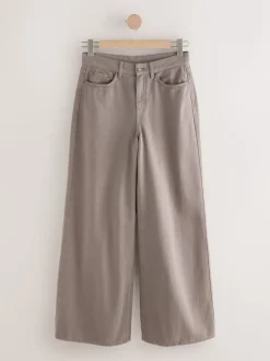Nertsgrijs/bruin - Palazzo-jeans met hoge taille en wijde pijpen