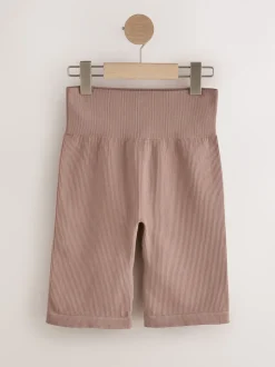 Neutraal - Geribbelde fietsshort met hoge taille
