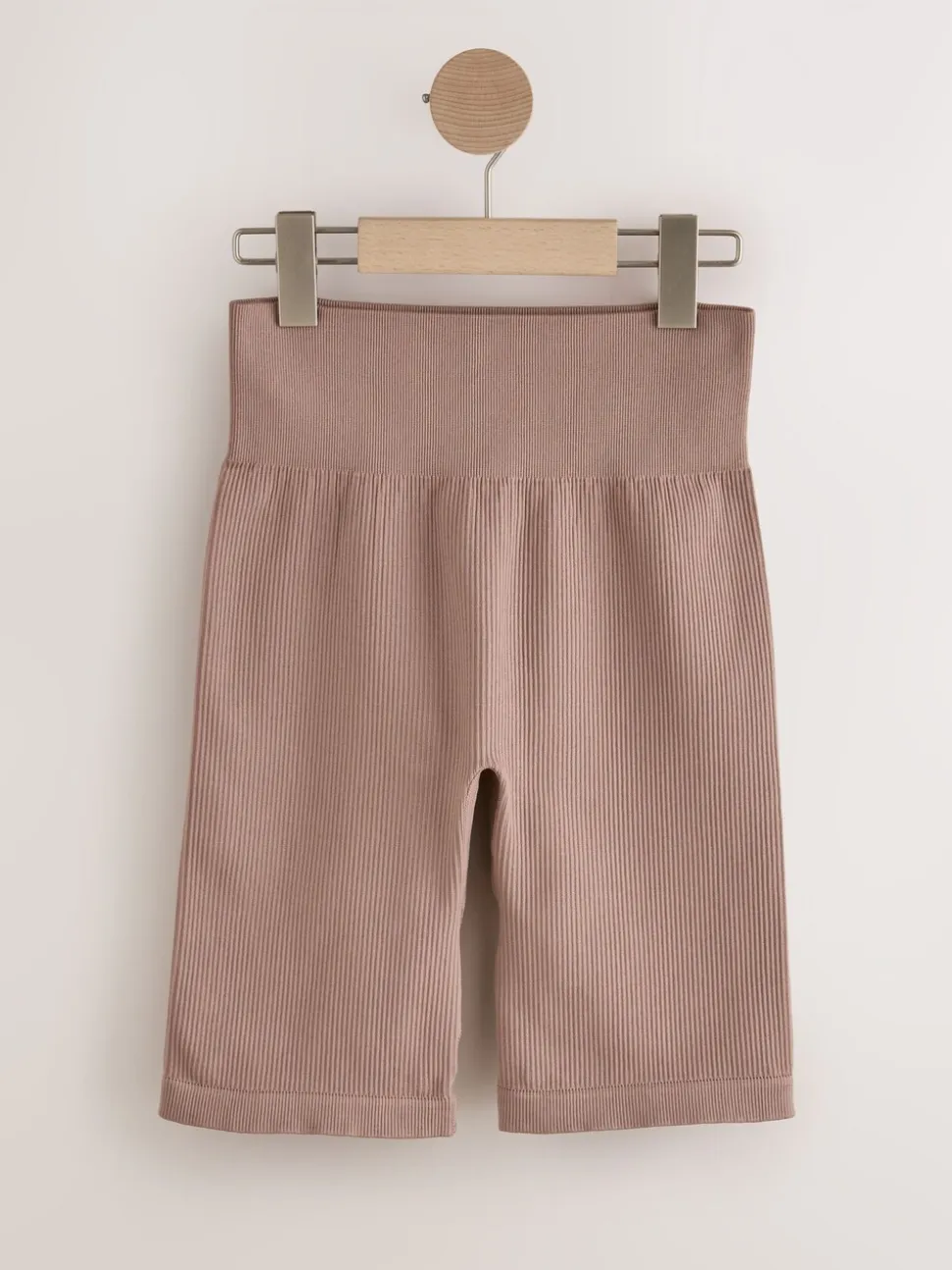 Neutraal - Geribbelde fietsshort met hoge taille