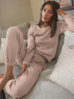 Neutraal - Gezellige pyjama met wafeldessin en lange mouwen