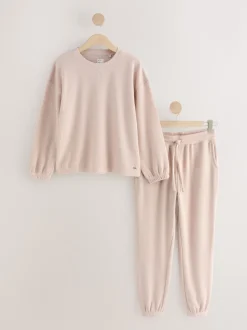 Neutraal - Gezellige pyjama met wafeldessin en lange mouwen