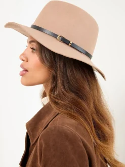 Neutraal - Lipsy Belt Trim Wool Fedora Hat