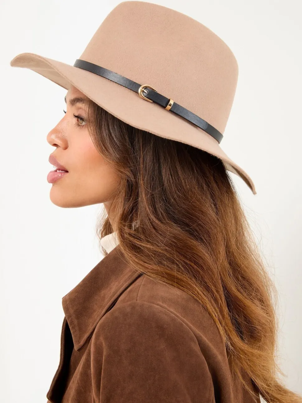 Neutraal - Lipsy Belt Trim Wool Fedora Hat