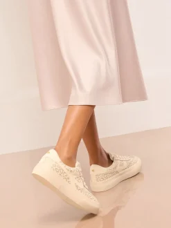 Neutraal - Lipsy Chunky Canvas Lace Up Sports Trainers