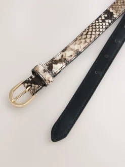 Neutraal - Snake Effect Skinny Leather Belt