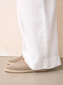 Neutraal - Suède espadrilles met dichte neus
