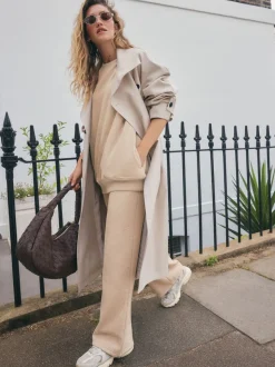 Neutrale Neppy textuur - Essential Wide Leg Jersey Joggers