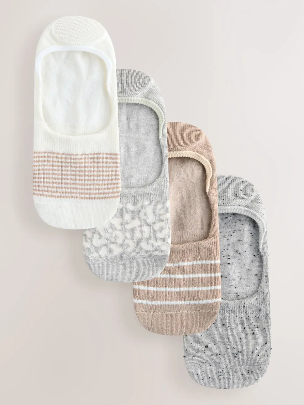 Neutral/Grey animal and stripe - 4 Paar sneaker-footsies