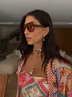 Never Fully Dressed Aviator Style Orange Lens Sunglasses