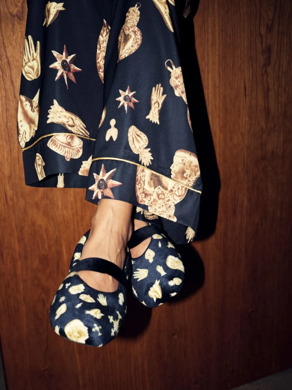 Never Fully Dressed Charm Velour Mary Jane Slippers