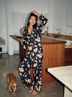 Never Fully Dressed Charm Satin Button Through Pyjamas