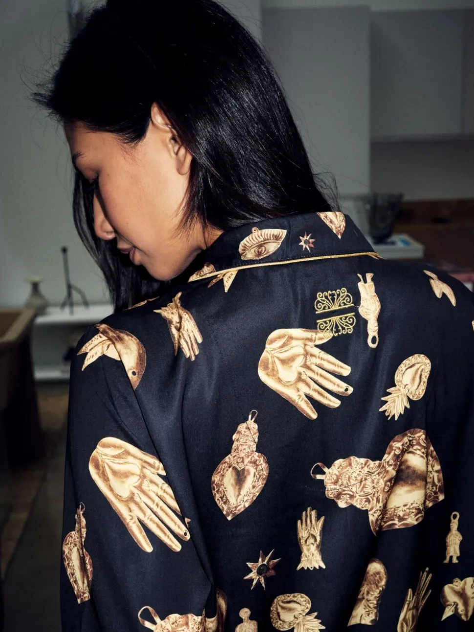 Never Fully Dressed Charm Satin Button Through Pyjamas