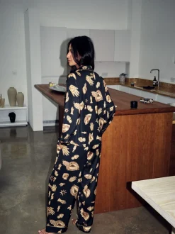 Never Fully Dressed Charm Satin Button Through Pyjamas