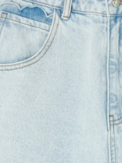 Never Fully Dressed Denim Scallop Pocket Long Shorts