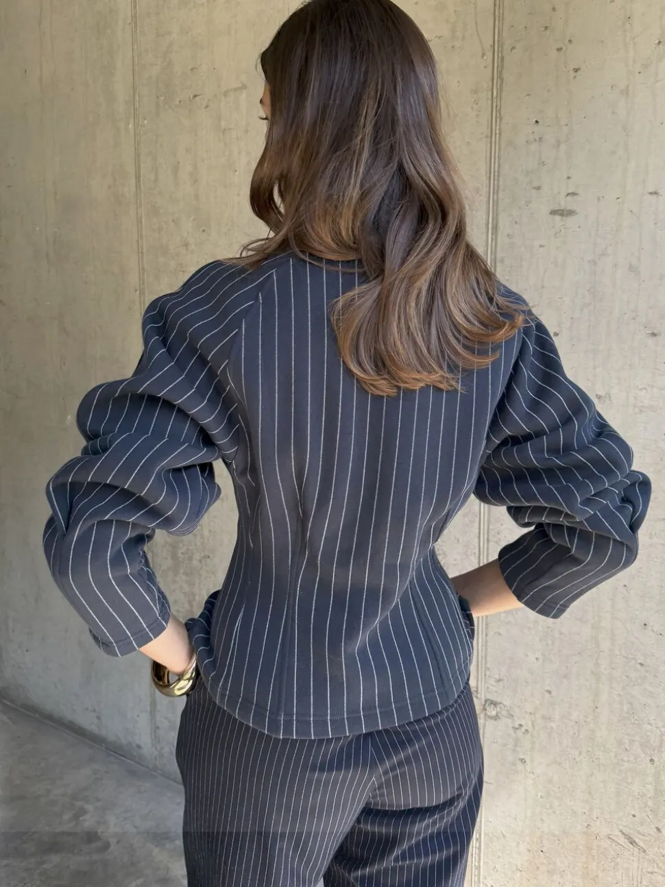Never Fully Dressed Pinstripe Barrel Sweatshirt