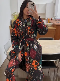 Never Fully Dressed Quilted Robe with Faux Fur Lining