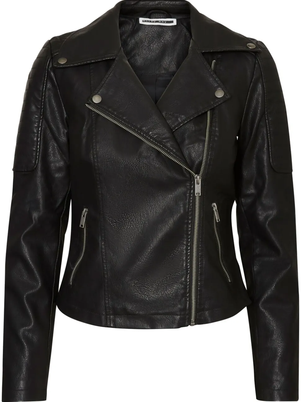 NOISY MAY 100% Cotton Leather Look Biker Jacket