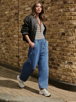 Normaal blauw - Denim Jersey Broeken met Barrel jeans