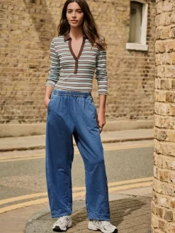 Normaal blauw - Denim Jersey Broeken met Barrel jeans