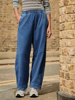 Normaal blauw - Denim Jersey Broeken met Barrel jeans