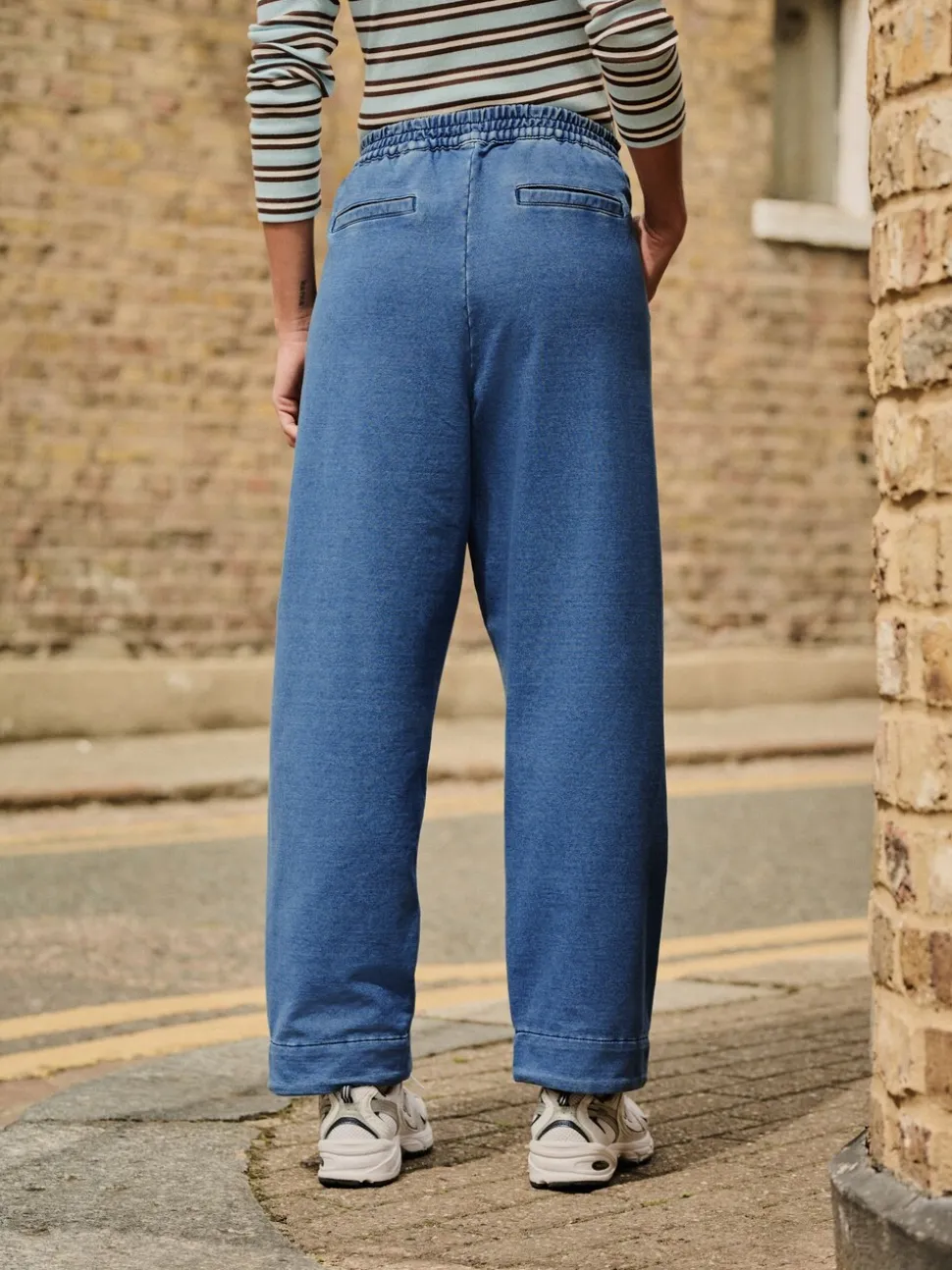 Normaal blauw - Denim Jersey Broeken met Barrel jeans