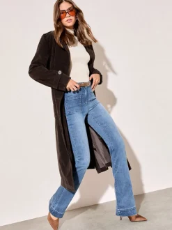 Normaal blauw - Friends Like These jeans met zakken, hoge taille en uitlopende pijpen