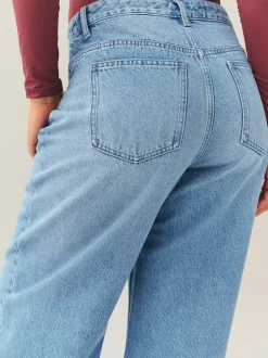 Normaal blauw - Jeans met zandloperpasvorm en wijde pijpen