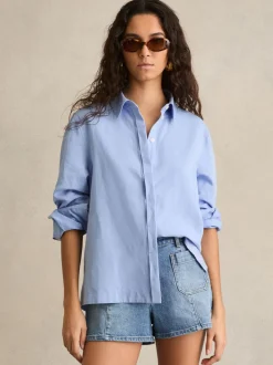 Normaal blauw - Reiss Kira Mid-Rise Patch Pocket Denim Shorts