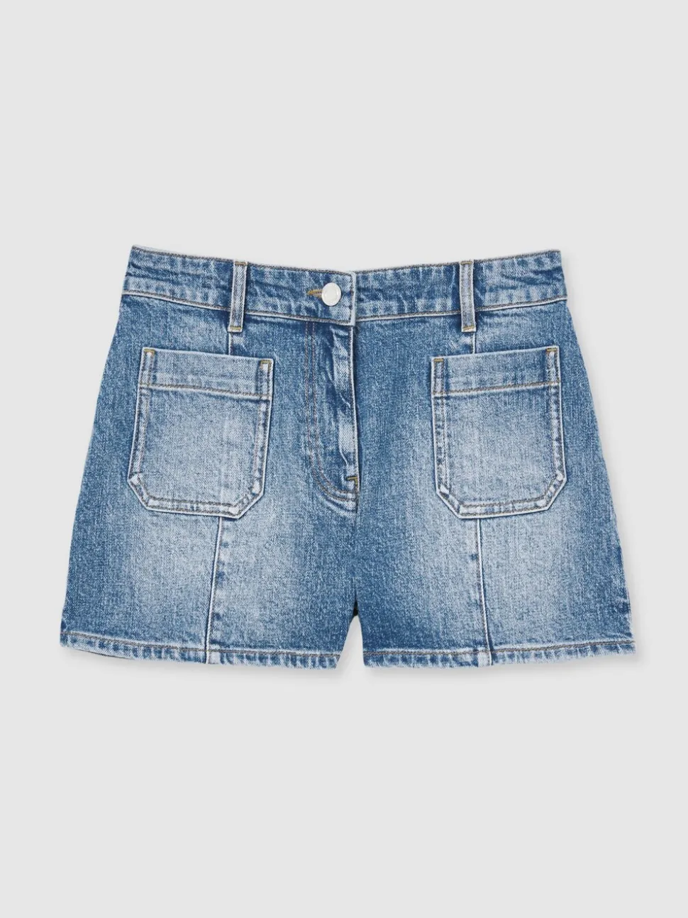 Normaal blauw - Reiss Kira Mid-Rise Patch Pocket Denim Shorts