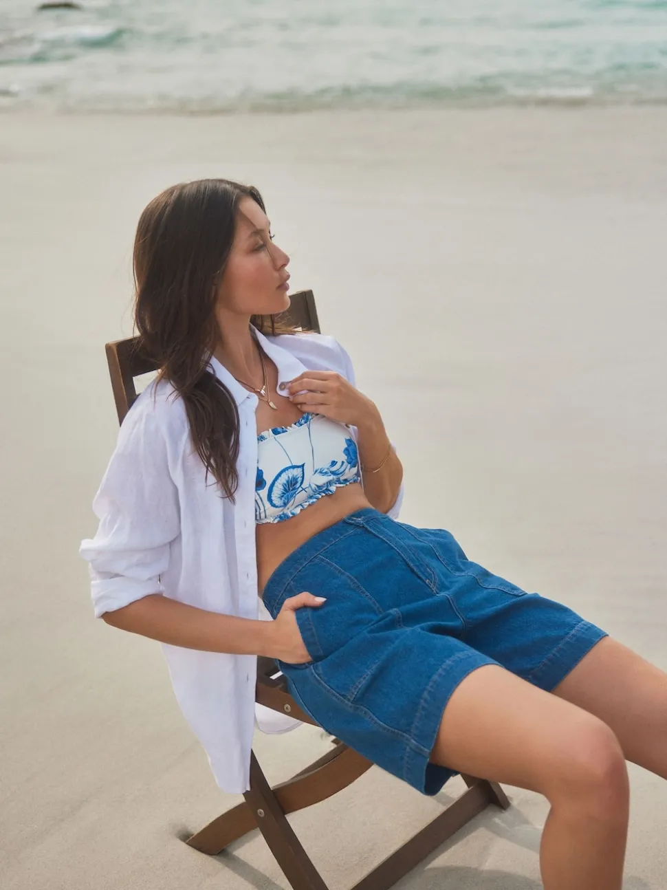 Normaal blauw - Utility Lichtgewicht 100% katoenen denim shorts