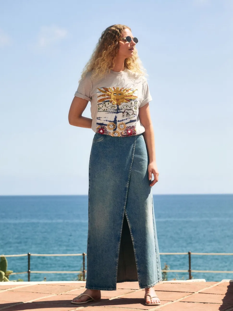 Normaal blauw - Wrap Maxi Denim Skirt