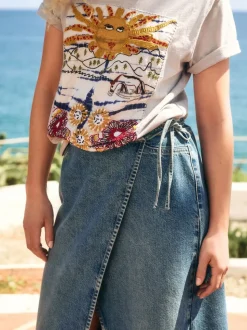 Normaal blauw - Wrap Maxi Denim Skirt