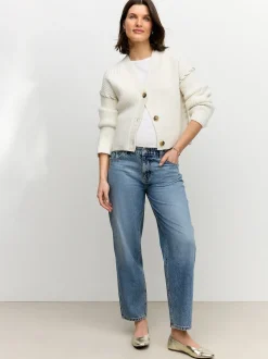Normaal blauw - Zwangerschapsbarrel denim 100% katoenen jeans