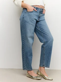 Normaal blauw - Zwangerschapsbarrel denim 100% katoenen jeans