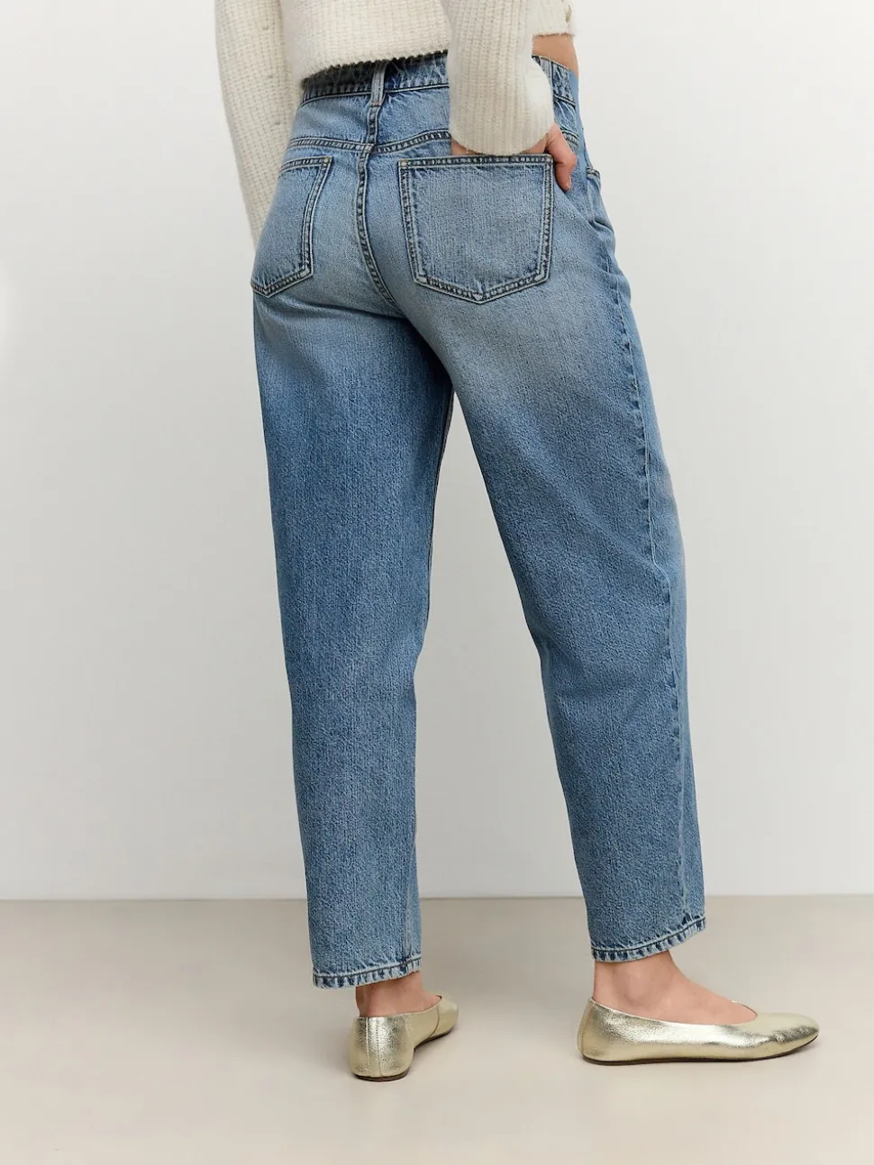 Normaal blauw - Zwangerschapsbarrel denim 100% katoenen jeans