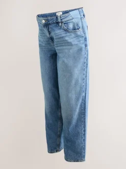 Normaal blauw - Zwangerschapsbarrel denim 100% katoenen jeans