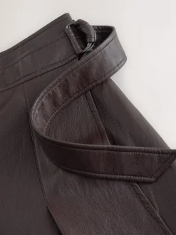 Nothing Ordinary Faux Leather Wrap Midi Kilt Skirt