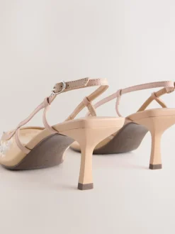 Nude Embellished - Forever Comfort® Spitse Mesh Slingback Hakken