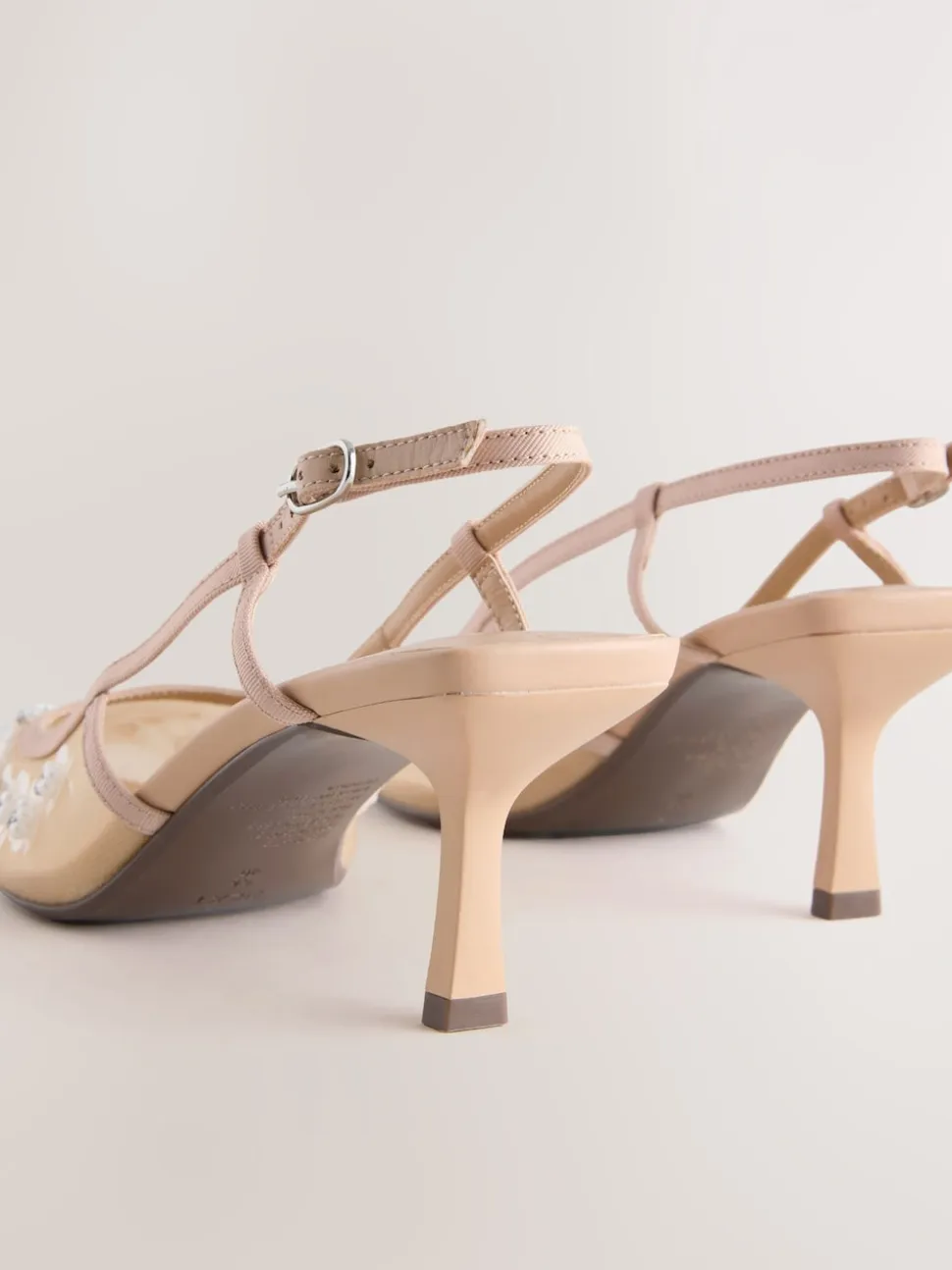Nude Embellished - Forever Comfort® Spitse Mesh Slingback Hakken