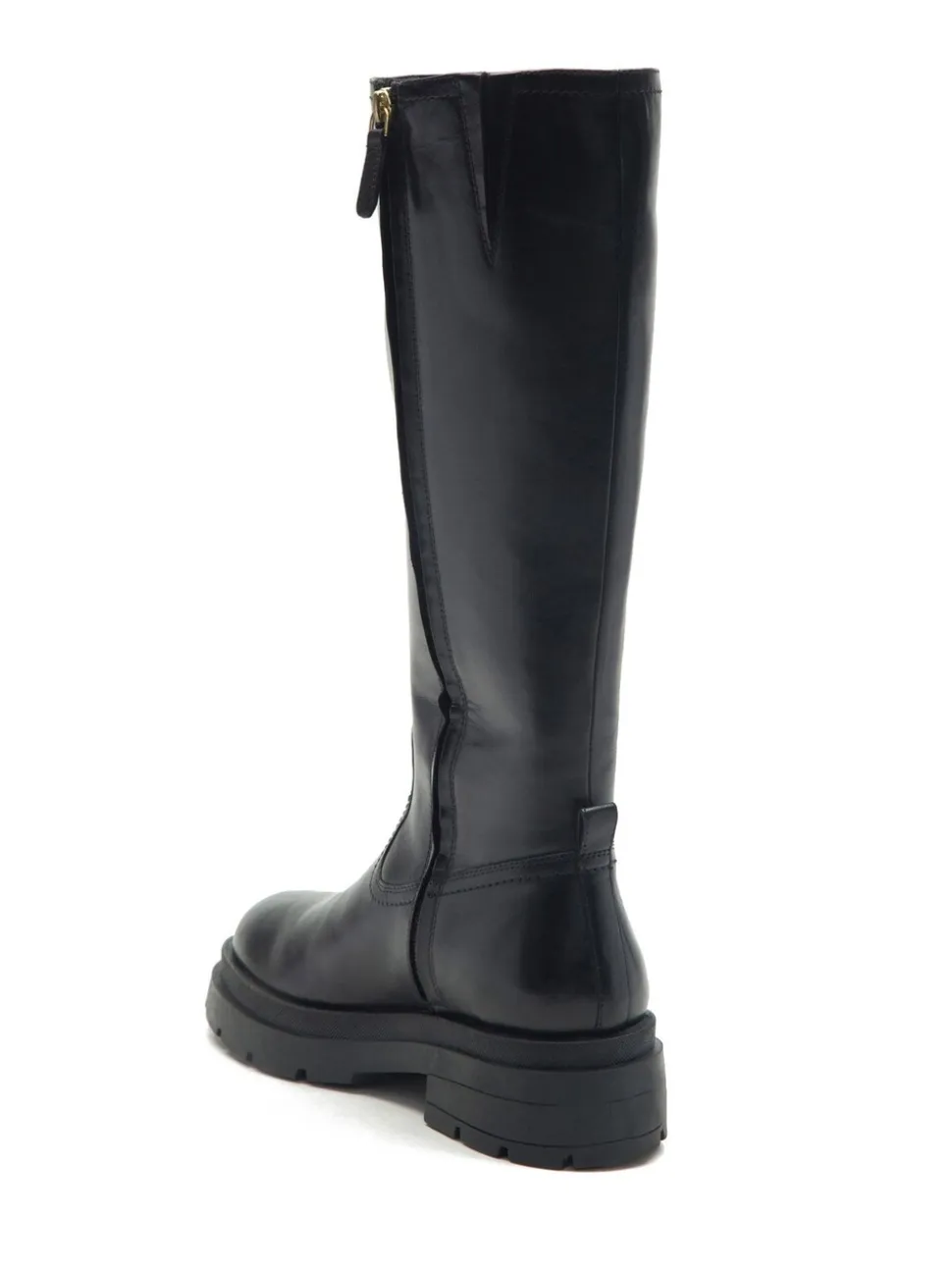 Off The Hook Bond Knee High Leather Boots With Side Zip Detail