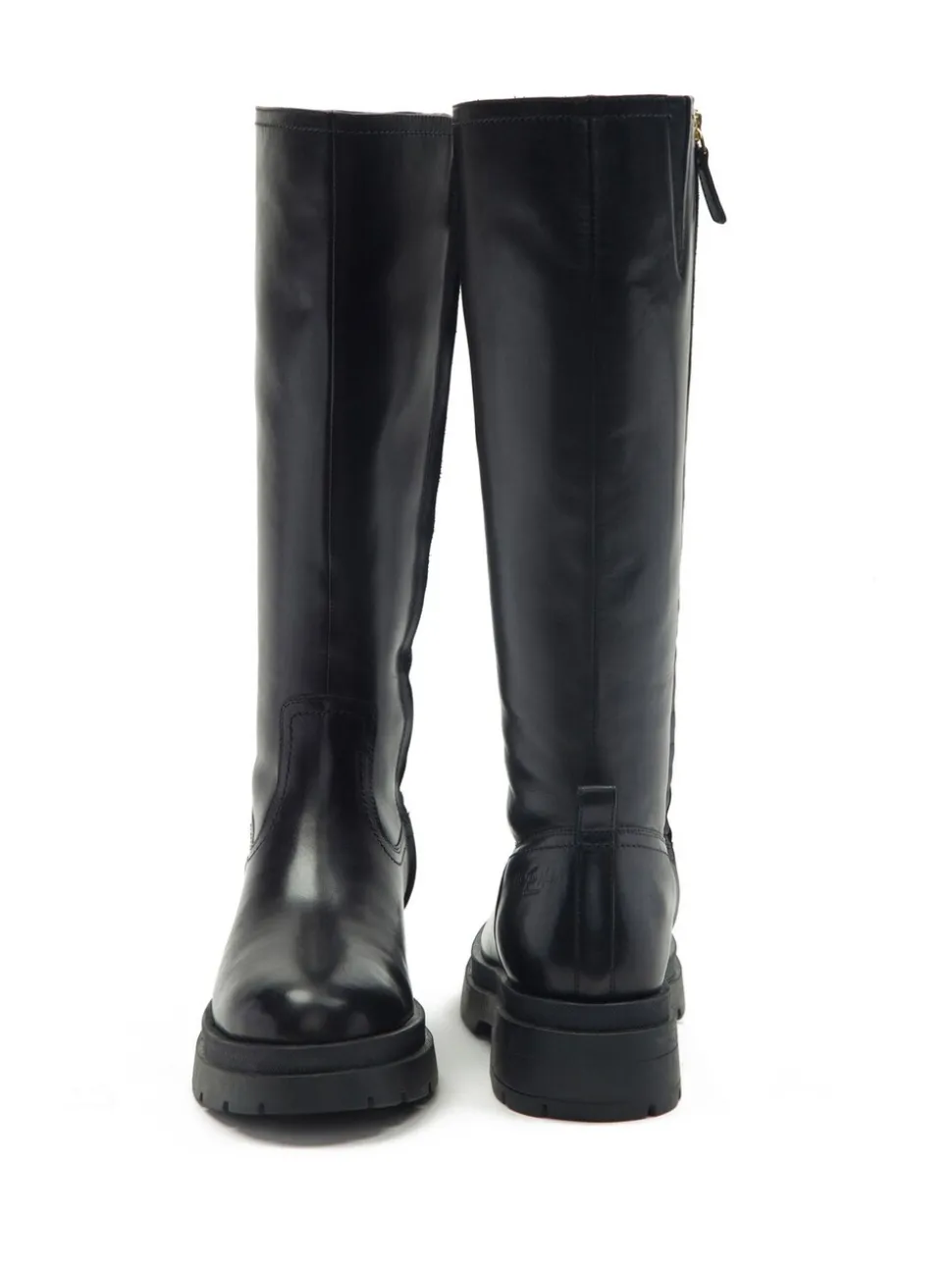 Off The Hook Bond Knee High Leather Boots With Side Zip Detail